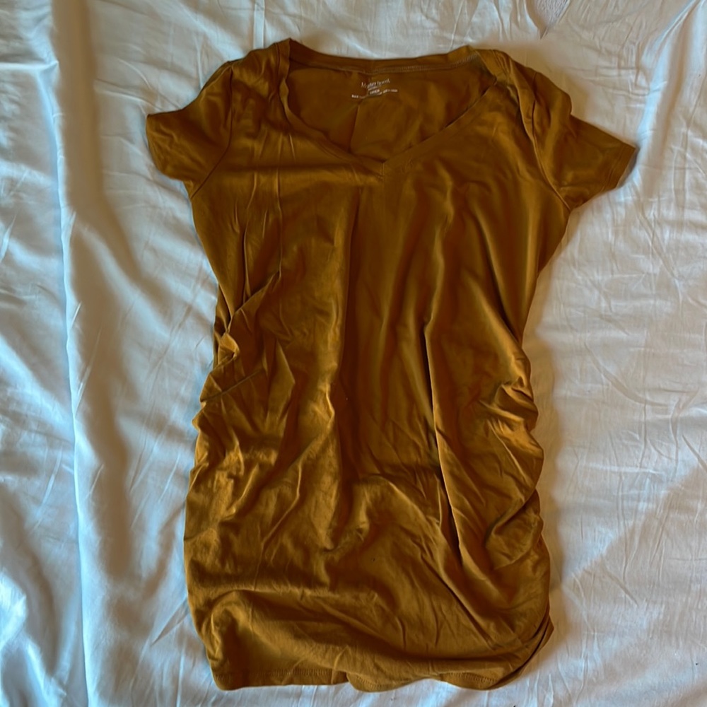 Maternity V-Neck Side-Shirred T-Shirt in gold